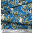 thumbnail image 2 of Soimoi Modal Satin Fabric Leaves & Lemur Animal Print Sewing Fabric Yard 42 Inch Wide, 2 of 3