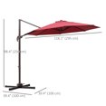 thumbnail image 3 of Outsunny Parasol de Patio Déporté de 10 Pi avec Rotation à 360°, Rouge Vin, 3 of 10
