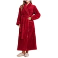 thumbnail image 1 of Timegard Womens Robe Soft Warm Fleece Bathrobe Solid Color Fall Winter Casual Loose Comfy Nightgowns, 1 of 6