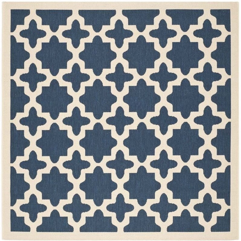 Safavieh Courtyard Tapis Intérieur Extérieur Bleu Marine - Carré 6 Pieds7 Pouces