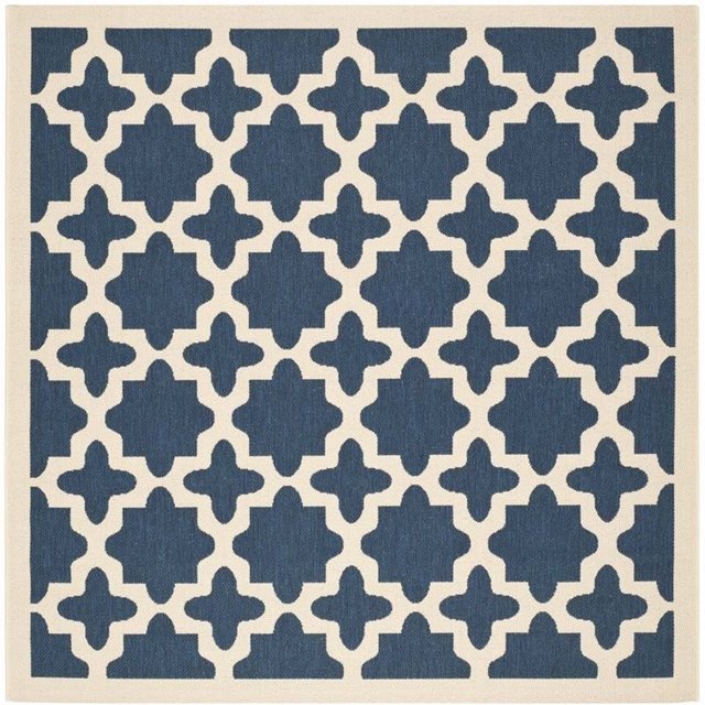 Safavieh Courtyard Tapis Intérieur Extérieur Bleu Marine - Carré 6 Pieds7 Pouces