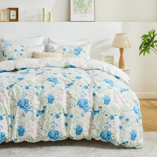 Hitime Queen Duvet Cover Set, Soft & Breathable Microfiber 3 Pieces Queen Bedding Sets, Pattern Queen Comfy Duvet Cover Set, with Zipper Closure (Queen)