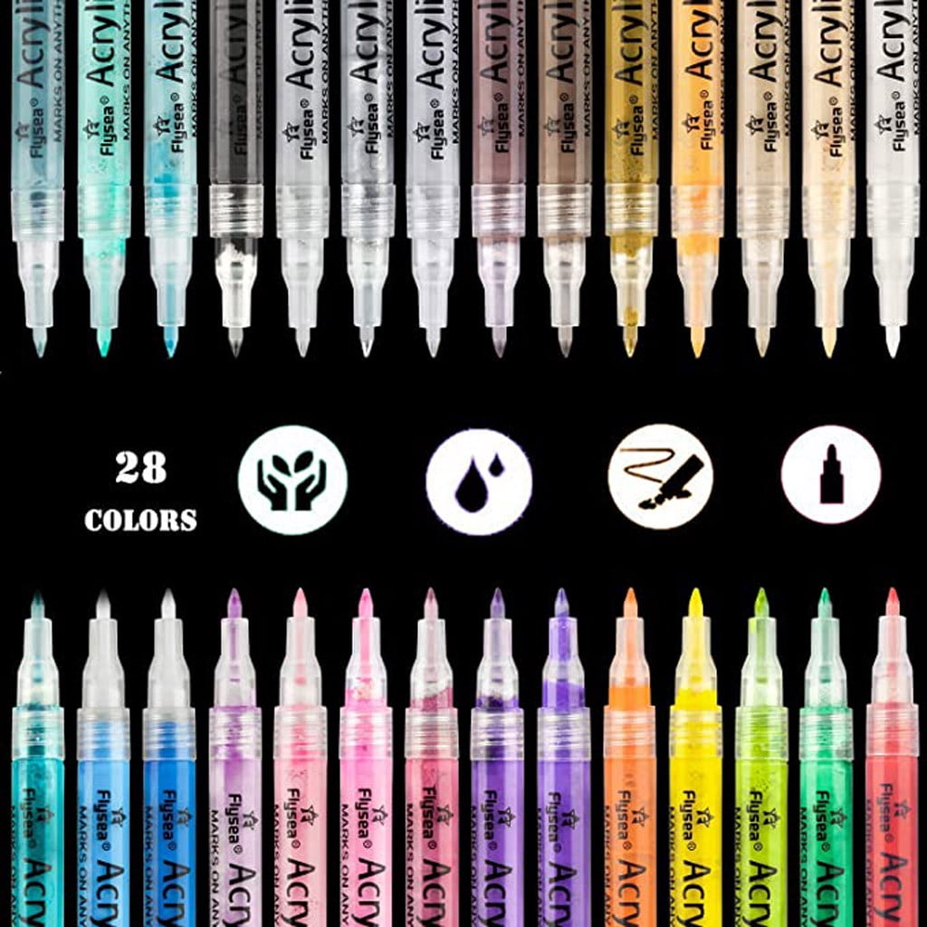 PEONAVET Crayons Acrylic Marker Pens Permanent Marker Multi-Coloured 0.7mm 3ML