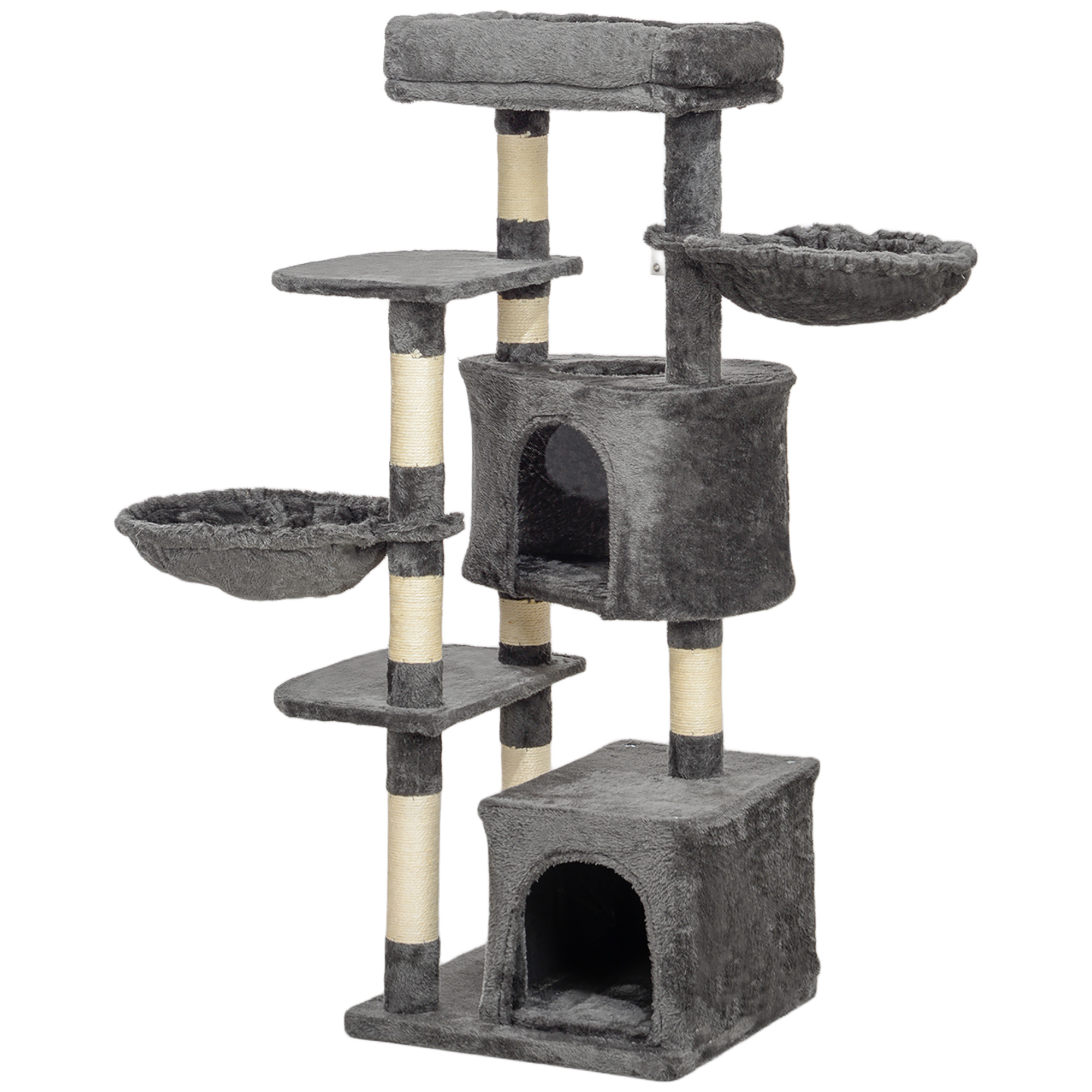 CoSoTower 52.5" Cat Tree Tower with Scratching Posts, Cat Condos, Bed, Platforms, Hammocks, for Indoor Cats, Dark Grey