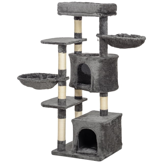 CoSoTower 52.5" Cat Tree Tower with Scratching Posts, Cat Condos, Bed, Platforms, Hammocks, for Indoor Cats, Dark Grey