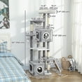 thumbnail image 3 of PawHut 65 Inch Cat Tree, Multi-Level Cat Tower with Condos, Perch, Grey, 3 of 10