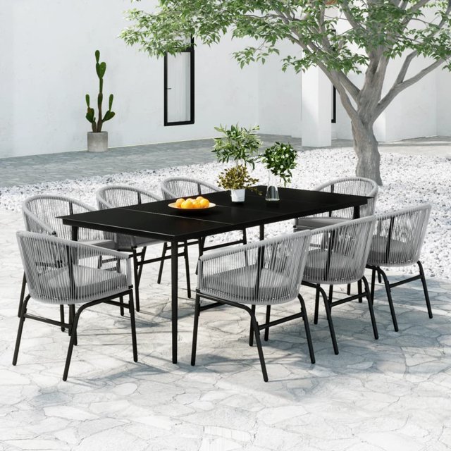 vidaXL Ensemble de Salle à Manger de Jardin 9 Pcs Anthracite