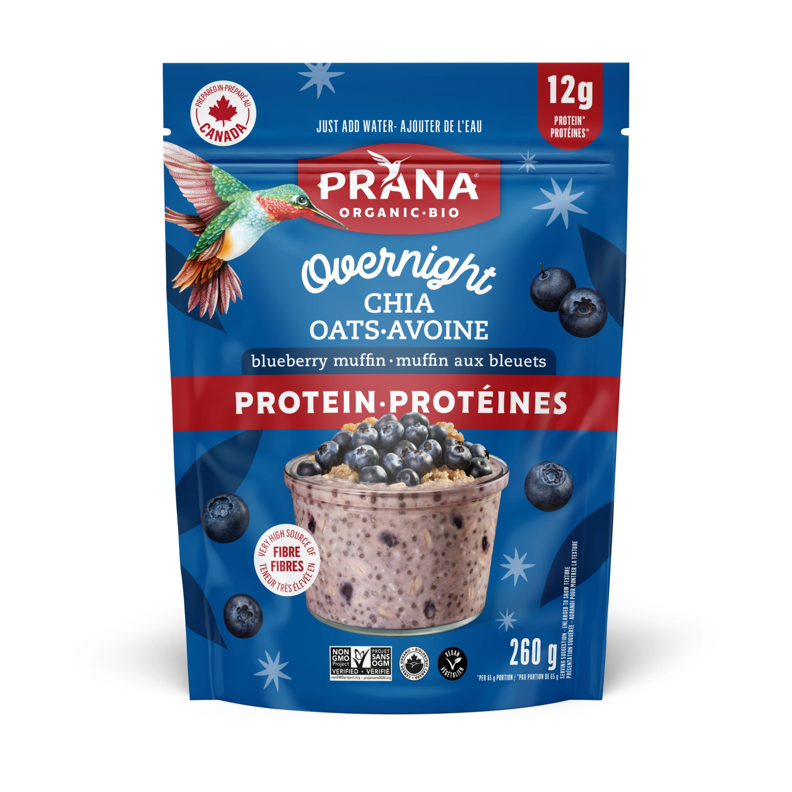 Prana Org Protein Overnight Chia- Blueberry Muffin 260g