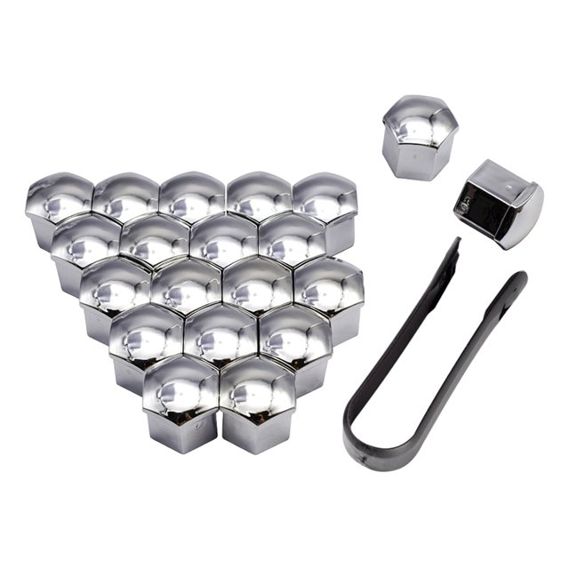20PCS/Set Car Wheel Nut Cap Exterior Decoration Replacement Auto Hub Screw Cover 17-21mm Anti-rust Automobile Nuts Rims Plating Silver 21mm