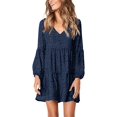 thumbnail image 1 of Robe Tunique d'Été pour Femme à Col en V, Décontractée, Ample et Fluide, Coupe Évasée, 1 of 4