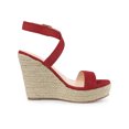 thumbnail image 3 of BLISSFUL STEP Chaussures pour Femmes Sandales Espadrilles à Talon Compensé Slingback à Brides Croisées Rouge 10, 3 of 8