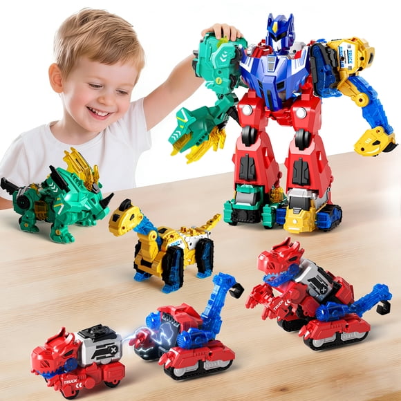 Dimoarch Transforming Toys for Boys 3 4 5 6 Years Old, 6-in-1 Robot Toys for Kids, Magnetic Dinosaur Car Toys for Boys Ages 4 5 6 7 8, STEM Toy Birthday Gift