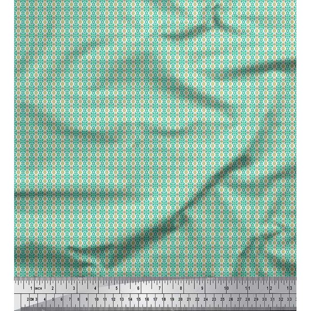 Soimoi Satin Silk Fabric Geometric Small Print Sewing Fabric Yard 42 Inch Wide
