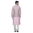 thumbnail image 3 of Atasi Kurta Pyjama Traditionnel Uni à Col Mandarin avec Ensemble de Veste Imprimée, 3 of 3