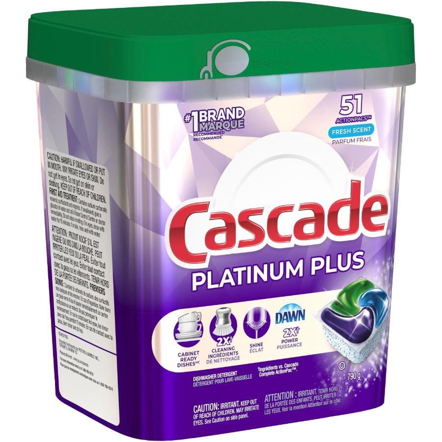 Cascade Platinum Plus Dishwasher Pods, Dishwasher Detergent, Dish Detergent Soap, Fresh 51CT