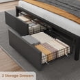 thumbnail image 4 of GloryStar Bed Frame with Storage Headboard, Industrial Full Platform Bed with 2 Large Drawers and Charging Station, Black No Box Spring Needed Bedframe, 4 of 6