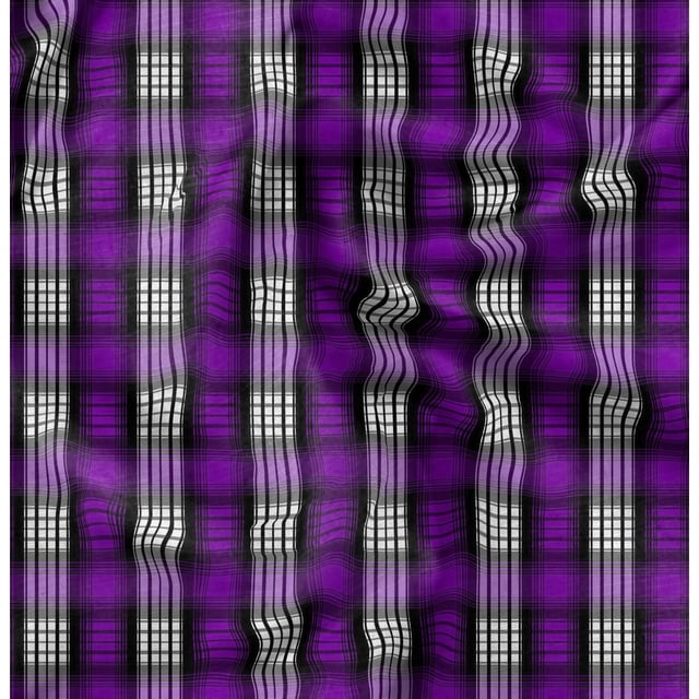Soimoi Purple Rayon Fabric Plaid Check Fabric Prints By Yard 42 Inch Wide
