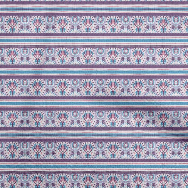oneOone Silk Tabby Medium Blue Fabric Asian Ornamental Tile Craft Projects Decor Fabric Printed By The Yard 42 Inch Wide