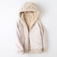 thumbnail image 4 of WEIYLL Fleece Jacket Women Reversible Plush Hooded Solid Color Thickened Warm Beige Cold Weather Tops Size S, 4 of 8