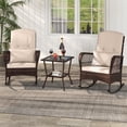 thumbnail image 4 of Gymax Ensemble de 3 Pcs pour Patio, Fauteuils Berçants en Osier avec Table Basse à Double Couche, Brun Mélangé, 4 of 10