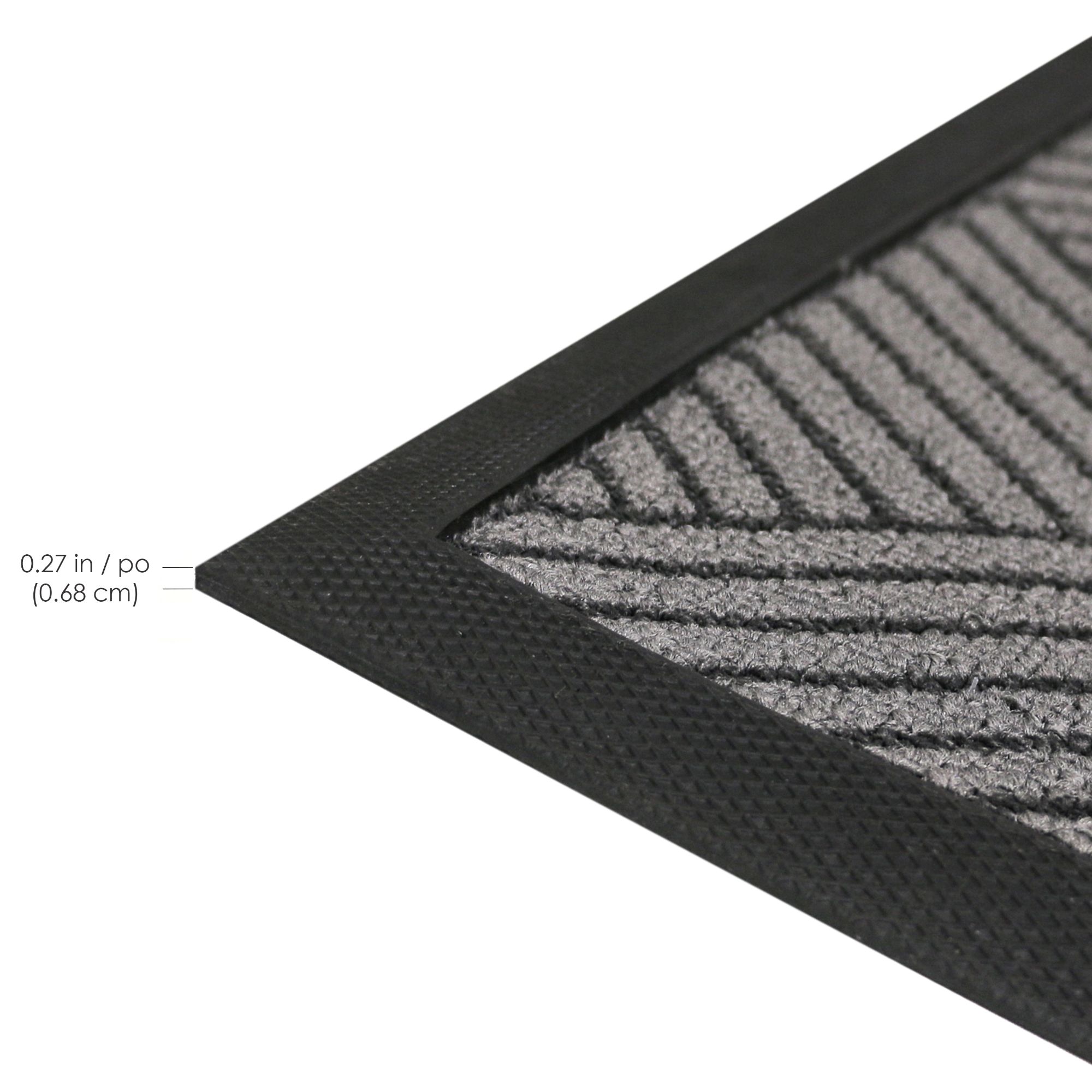 Stepguard Carrara 2x4 Indoor/Outdoor Doormat, Heavy-Duty Scraper, Non-Slip Vinyl Backing, Water-Resistant, Basketweave Grey, Entryway, Garage, Mudroom, Patio
