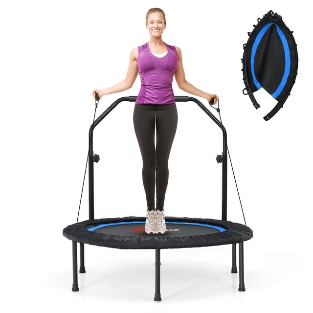 Costway Trampoline de Mise en Forme Pliable et Ajustable de 40 Pouces avec Bandes de Résistance, Gym à Domicile