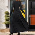 thumbnail image 5 of Pisexur Robes de Retour à la Maison pour Femmes Robes d'Automne Couleur Unie Tunique Col en V Robe Maxi Mode Fendue Robe Cocktail Décontractée Fluide Manches Longues Robe Formelle Enveloppante Robe d'Invité de Mariage, 5 of 5