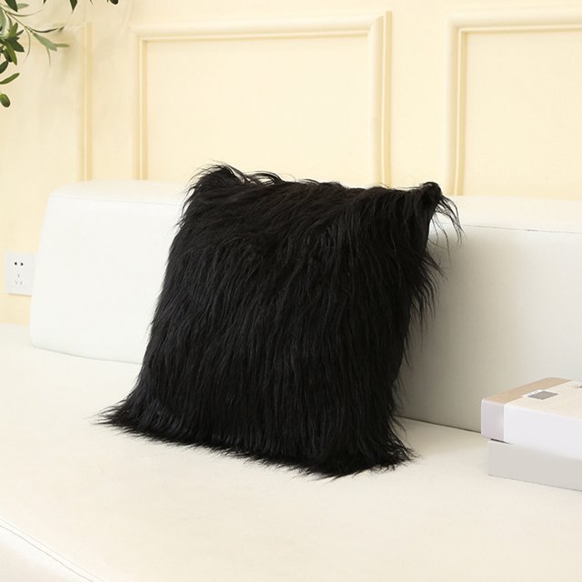 Cqxid Pillow Case Under $10 Style Modern Simple Net Red Imitation Beach Wool Solid Color Long Hair Pillow Case Cushion