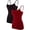 Black/Red, variant on Charmo Women's Basic Cami Adjustable Spaghetti Strap Built in Bra Tank Top 2 Pack
