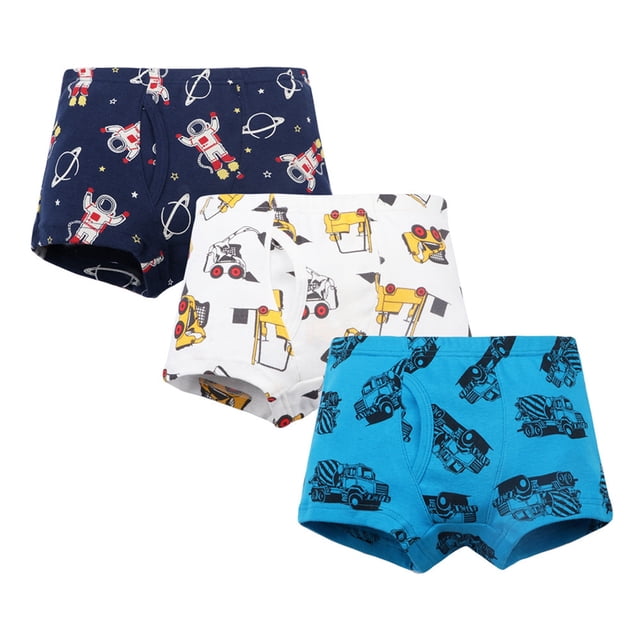 MIASHUI sous-Vêtements pour Garçons, Boxeurs en Coton pour Tout-Petits Garçons, Mignons sous-Vêtements Dessin Animé, Lot de 3, 3-4 Ans.