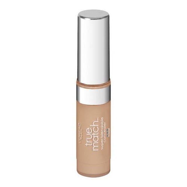 Oréal Paris True Match L' Cache-Cernes Super Estompable Cache-Cernes Chaud 5,2 ml en tube Cylindrique beige avec Capuchon Argenté Réfléchissant et Texte de Marque Blanc, Conçu pour Agencer les Tons de Peau Naturels et Couvrir les imperfections avec une Formule OptimBlend.