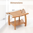 thumbnail image 3 of Gymax Teak Wood Shower Bench 2-Tier Wooden Shower Stool w/ Curved Seat Handles Large, 3 of 10
