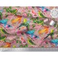 thumbnail image 2 of Soimoi Polyester Crepe Fabric Birds,Leaves & Lily Flower Printed Fabric 1 Yard 42 Inch Wide, 2 of 3