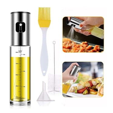 EGNMCR Oil Sprayer for Cooking 304 Stainless Steel 4-piece Injection Bottle With Brush Funnel Oil Bottle Spray Barbecue Bottle Oil Bottle Set a bottle