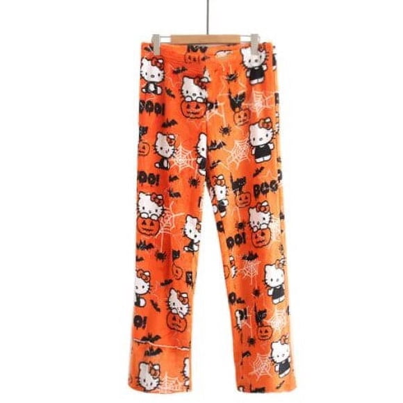 Sanrio Anime Cartoon Hello Kitty Coral Fleece Pajama Pants Soft Trousers Women Casual Home Trousers Kawaii Birthday Gift