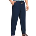 thumbnail image 3 of Pants for Men, Mens Fashion Drawstring Elastic Waist Solid Color Casual Length Pants, 3 of 7
