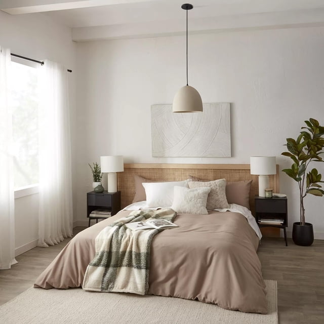 Bouclair Ensemble de Housse de Couette Gaufrée Wales Beige Grand Lit