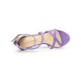 thumbnail image 4 of BLISSFUL STEP Women's Shoes Strappy Stiletto Heels Platform Ankle Strap Open Toe Faux Suede Sandals Purple 10, 4 of 7