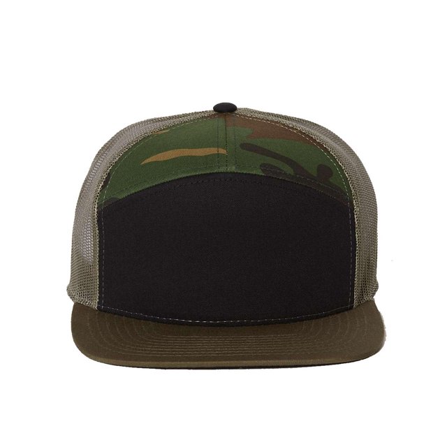 Richardson Seven-Panel Trucker Cap, One Size, BlackCamoLoden