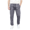 thumbnail image 2 of Ceisia Men Solid Color Loose Casual Pants Elastic Waist Drawstring Sports Gift Work Trousers, 2 of 7