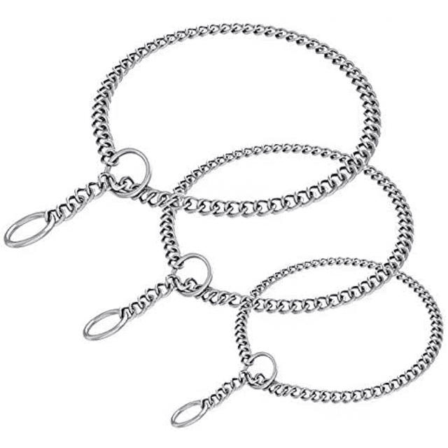 Lot de 3 Collier Étrangleur d'Entraînement pour Chien à Chaîne Robuste