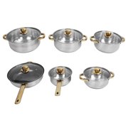 Stainless Steel Pots and Pans Set, Small Induction Cookware Set Non Stick Kitchen Cooking Set with Glass Lids and Ergonomic Handle, Compatible with All Stovetops, Kitchen