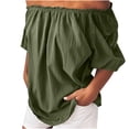 thumbnail image 1 of Women's Off Shoulder Top Ruffle Short Sleeve Cotton Linen Blouse Summer Casual Loose Shirts, 1 of 5