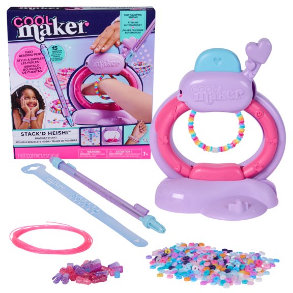 Cool Maker, Stack’d Heishi, Atelier à bracelets avec stylo à perles et plus de 1 200 perles pour bracelets, permet de créer 15 bracelets, activités artistiques et manuelles pour filles à partir de 7 a