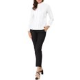 thumbnail image 2 of INSPIRE CHIC Women's Lace Mock Neck Long Sleeve Cotton Button-Down Shirt XL White, 2 of 7