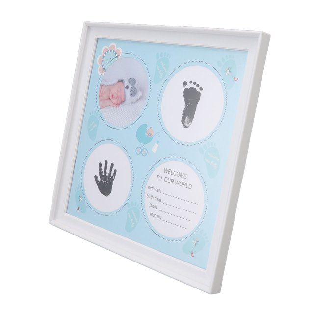 Baby Print Frame Kit, Attractive Decorative Baby Handprint Footprint Kit Wear Resistant For Wall For Newborns Blue,Pink