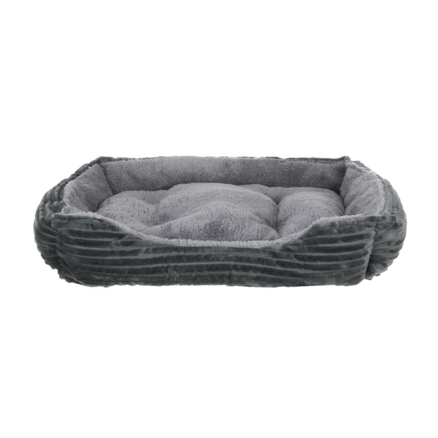 Lit pour Chien Mode Chenil Petit Chat Animal Chiot Lit Rond Maison Coussin Doux et Chaud de Forme Rectangulaire avec Intérieur en Peluche Gris et Extérieur en Toile Côtelée. Fabriqué en Coton PP, Peluche et Toile, Ce Lit Est Doux, Confortable et Antistatique. Convient aux Petits Chiens et Chats, Il Sert de Coussin Lorsqu'il Est Agrandi. le design simple et Élégant Est Facile à Nettoyer et à Entretenir.