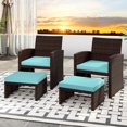thumbnail image 4 of Costway 2 PCS Patio PE Rattan Ottomans with Soft Zippered Cushions for Deck Outdoor Turquoise, 4 of 8