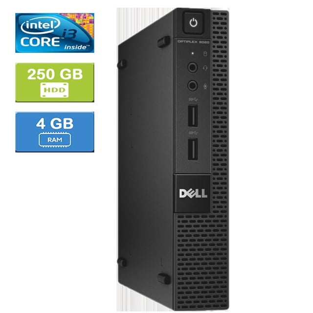 Remis à Neuf : Dell 9020 MICRO Intel Core i3-4160T 3,10 GHz, 4 Go, 250 Go SSD, Win 10 Pro