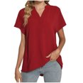 thumbnail image 1 of Timegard Womens Cotton Linen Tops Short Sleeve V-Neck Solid Color Lightweight Casual Loose Top Basic Tee, 1 of 5
